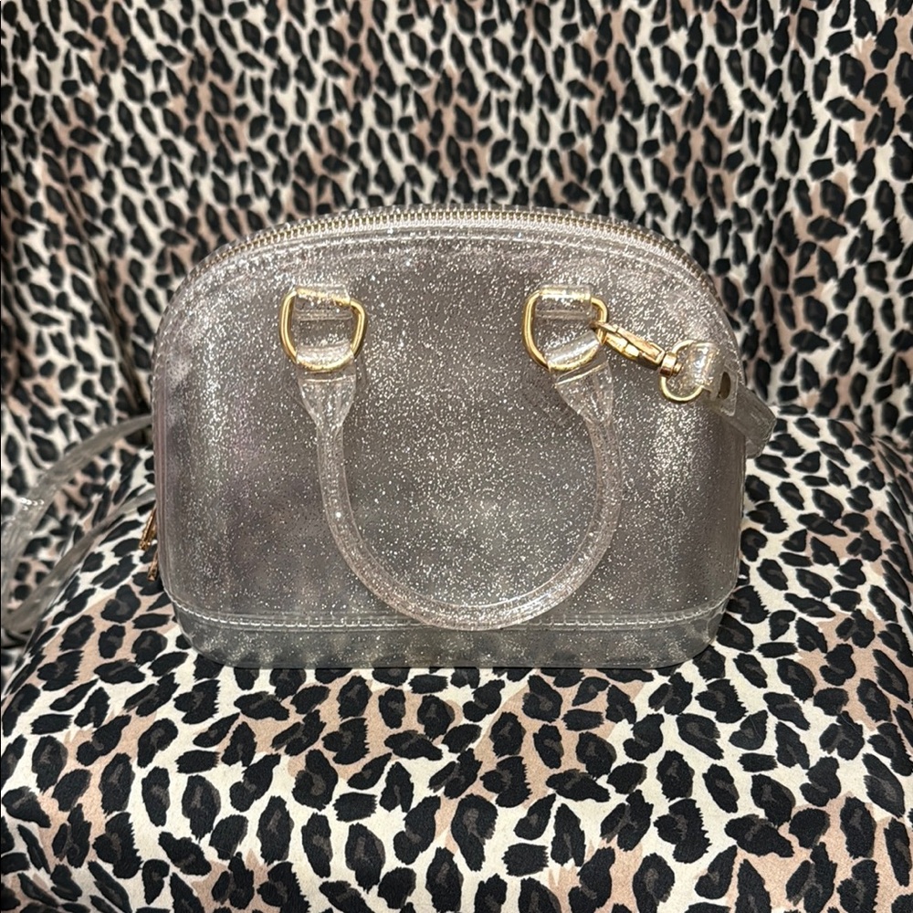 Elegant Silver Glitter Crossbody Bag